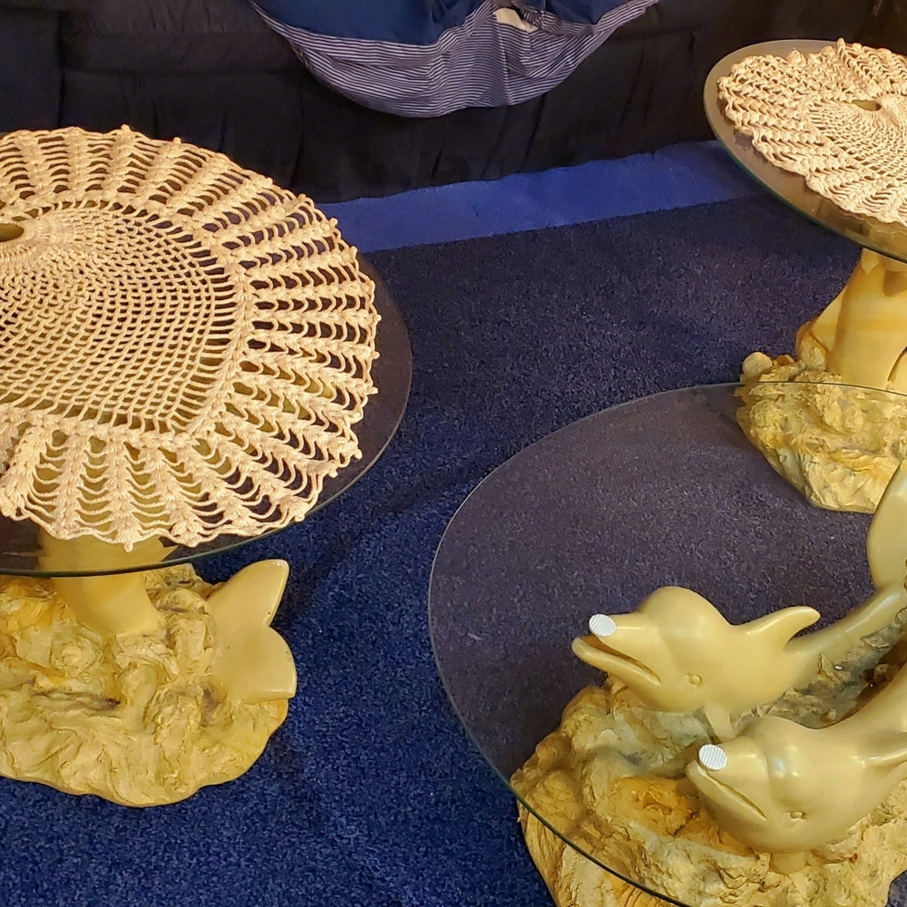 3 piece glass table set